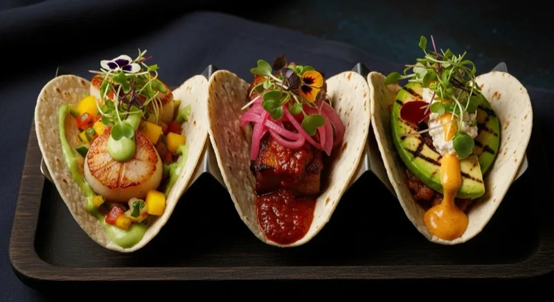 Southern Comfort tacos with pico de gallo
